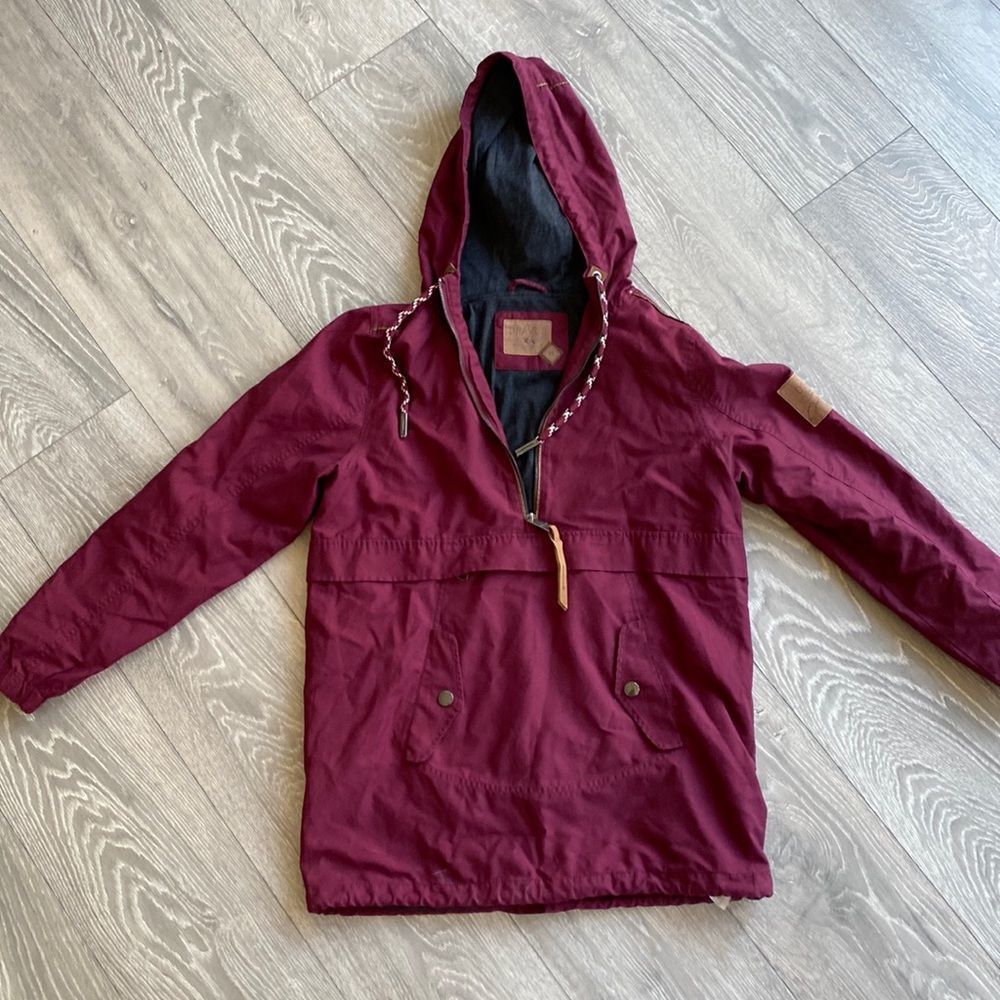 Women's Burgundy Hooded Anorak Jacket